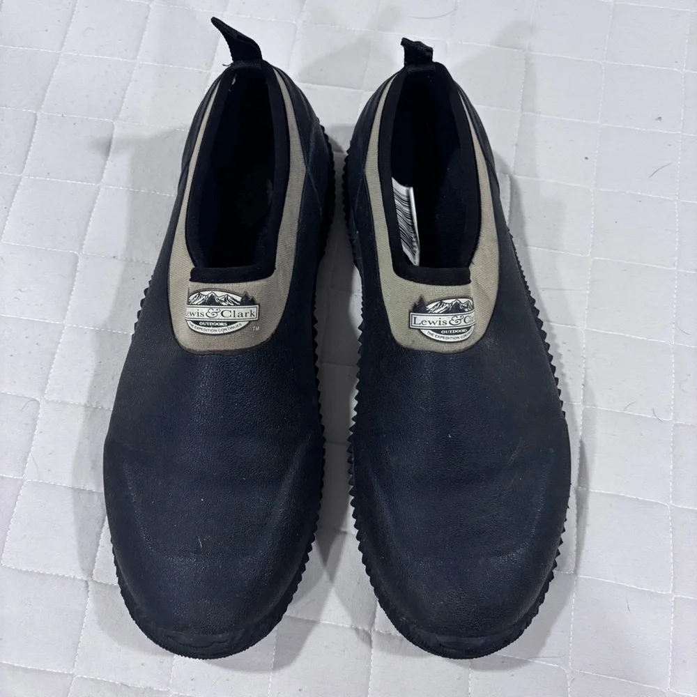 Lewis & Clark Men Slip-On Vulcanized Rubber Boot Khaki Black 11 All Weather Moc